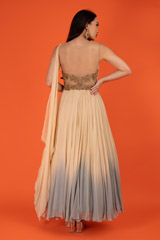 Peach And Grey Drape GownDSC02797