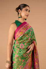 Pink & Green Ikkat SareeDSC00166