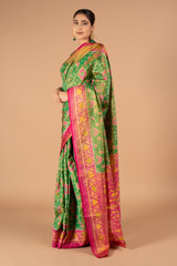 Pink & Green Ikkat SareeDSC00169