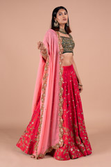 Pink And Green Rawsilk LehengaDSC08608