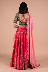 Pink And Green Rawsilk LehengaDSC08627