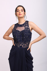 Navy Blue Drape GownIMG_9886