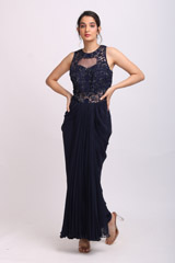 Navy Blue Drape GownIMG_9892