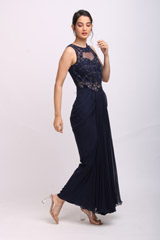 Navy Blue Drape Gown