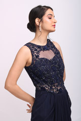 Navy Blue Drape GownIMG_9894