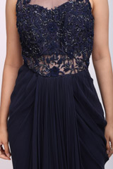 Navy Blue Drape GownIMG_9896