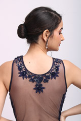 Navy Blue Drape GownIMG_9897