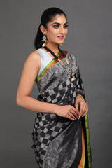 Black And Silver Silk SareeIMG_7819