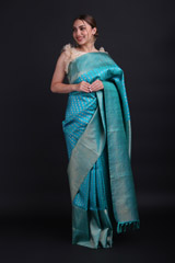 Blue Zari Kanchivaram Saree2593_video