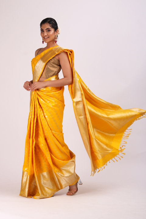 Yellow  Silk  Saree