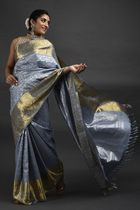 Grey Silk Saree