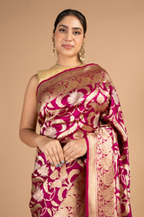 Pink Floral Banarasi SareeDSC08522