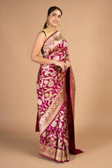 Pink Floral Banarasi SareeDSC08527