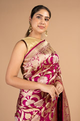 Pink Floral Banarasi SareeDSC08528