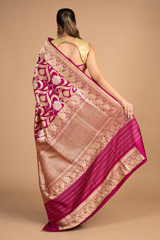 Pink Floral Banarasi SareeDSC08529