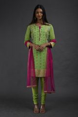 Parrot Green Honeycomb Kurta Set2603_video