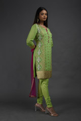 Parrot Green Honeycomb Kurta Set_SUB8945