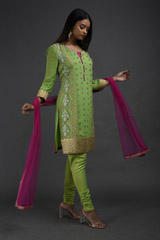 Parrot Green Honeycomb Kurta Set_SUB8946