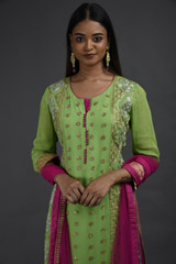 Parrot Green Honeycomb Kurta Set_SUB8948