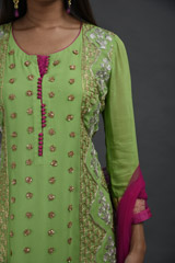 Parrot Green Honeycomb Kurta Set_SUB8950