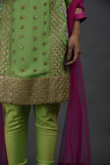 Parrot Green Honeycomb Kurta Set_SUB8952
