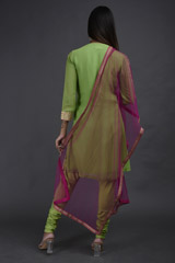 Parrot Green Honeycomb Kurta Set_SUB8958