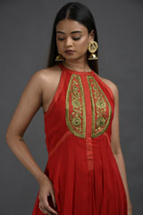 Red Georgette Kurta Set_SUB8910