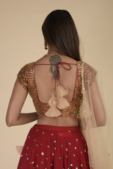 Red Raw Silk Lehenga_DTR0132