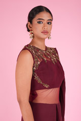 Maroon Draped SareeDSC01541