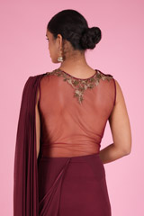 Maroon Draped SareeDSC01548