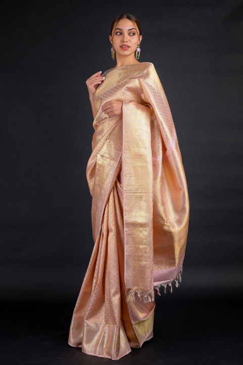 Baby Pink Kanchivaram Saree