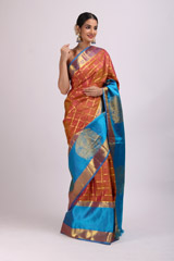 Rust And Blue SareeIMG_6714