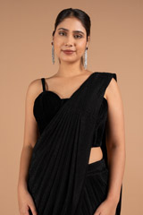 Black Draped Saree GownDSC02190