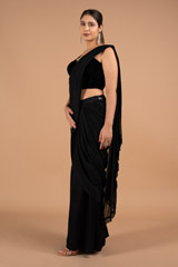 Black Draped Saree GownDSC02193