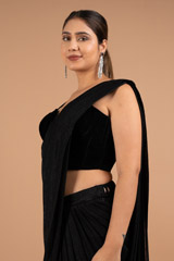 Black Draped Saree GownDSC02194