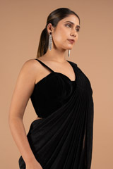 Black Draped Saree GownDSC02195