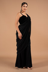 Black Draped Saree GownDSC02197