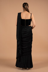 Black Draped Saree GownDSC02200