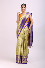 Green Saree With Blue BorderIMG_6572