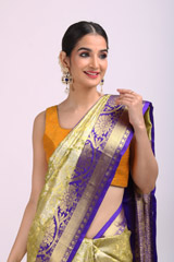 Green Saree With Blue BorderIMG_6573