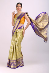 Green Saree With Blue BorderIMG_6579