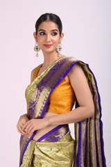 Green Saree With Blue BorderIMG_6581