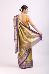 Green Saree With Blue BorderIMG_6583