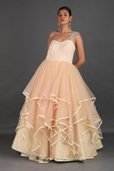 Peach One Shoulder Gown