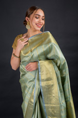 Green Striped Kanchivaram Saree_DSC2350