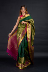 Bottle Green Kanchivaram Saree