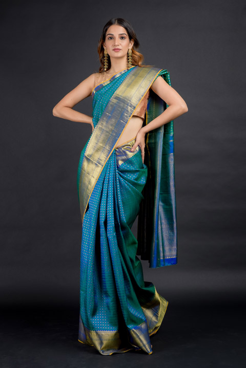 Teal Kanchivaram Saree