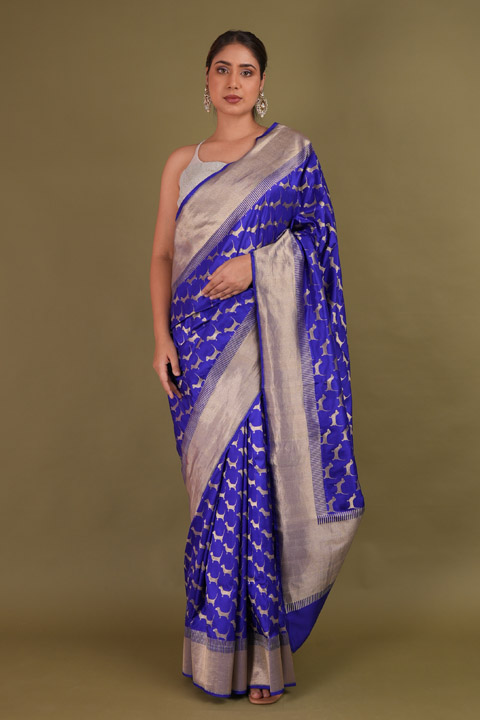 Royal Blue Dog Motif Saree