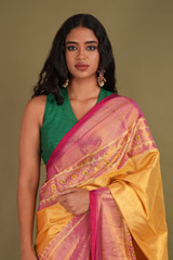 Gold Saree With Pink BorderDSC01976