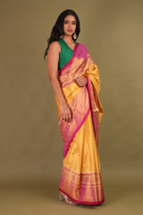 Gold Saree With Pink BorderDSC01978